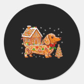 Gingerbread Dachshund Christmas Tree House Cookie  ラウンドシール (正面)