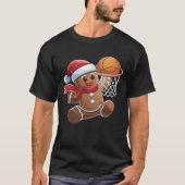 Gingerbread Dunk Playing Basketball Christmas Xmas Tシャツ (正面)