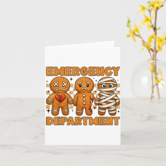 Gingerbread Emergency Department Christmas Nurse D カード (黄色い花)