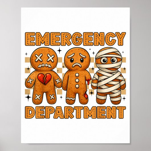 Gingerbread Emergency Department Christmas Nurse D ポスター (正面)