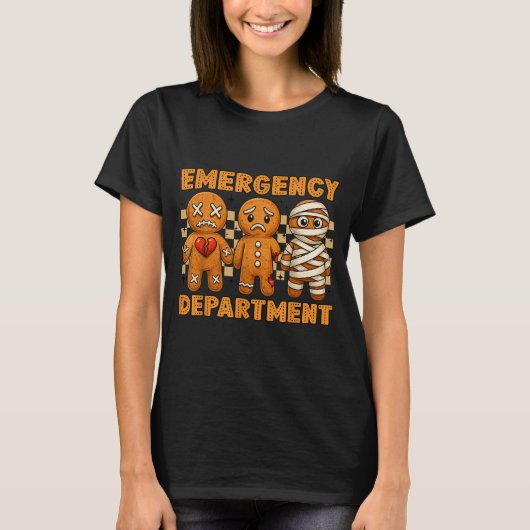 Gingerbread Emergency Department Christmas Nurse D Tシャツ (正面)