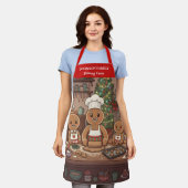 Gingerbread Family Holiday Apron エプロン (着用した状態)