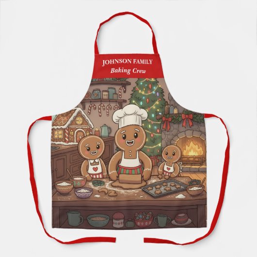 Gingerbread Family Holiday Apron エプロン (正面)