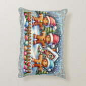 Gingerbread Family Snowy Christmas Scene アクセントクッション (裏面(縦))