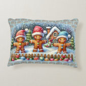 Gingerbread Family Snowy Christmas Scene アクセントクッション (裏面)