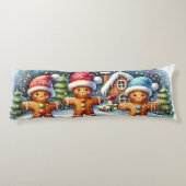 Gingerbread Family Snowy Christmas Scene ボディピロー (裏面)
