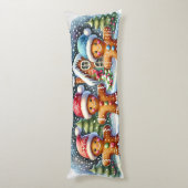 Gingerbread Family Snowy Christmas Scene ボディピロー (裏面 (縦))