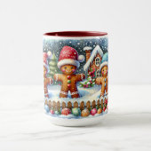 Gingerbread Family Snowy Christmas Scene マグカップ (中央)