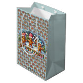Gingerbread Family Snowy Christmas Scene ミディアムペーパーバッグ (裏面アングル)