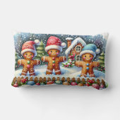 Gingerbread Family Snowy Christmas Scene ランバークッション (裏面)