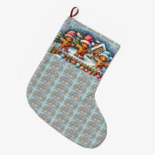 Gingerbread Family Snowy Christmas Scene ラージクリスマスストッキング (正面 (吊り時))