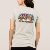 Gingerbread Family Snowy Christmas Scene Back トライブレンドＴシャツ (裏面)