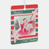 Gingerbread First Photo Merry Christmas メタルオーナメント (正面右)