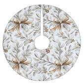 Gingerbread Floral Leaves Christmas ブラッシュドポリエステルツリースカート (正面)