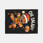 Gingerbread Football Oh Snap Christmas Lights Desi フリースブランケット (正面(横))