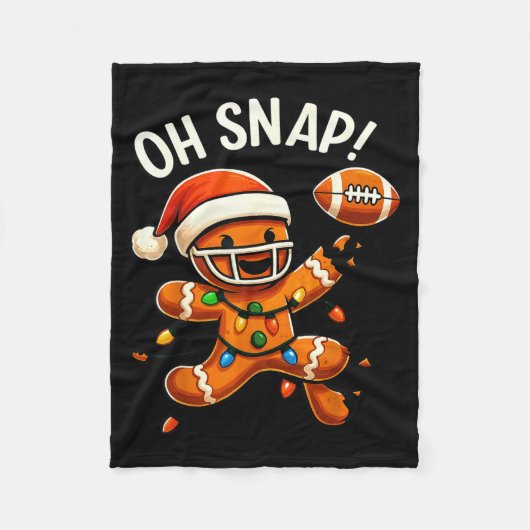 Gingerbread Football Oh Snap Christmas Lights Desi フリースブランケット (正面)
