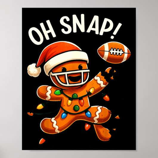 Gingerbread Football Oh Snap Christmas Lights Desi ポスター (正面)