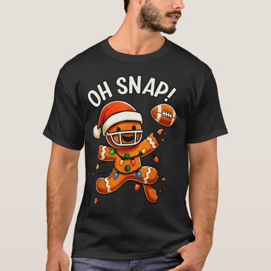 Gingerbread Football Oh Snap Christmas Lights Desi Tシャツ (正面)