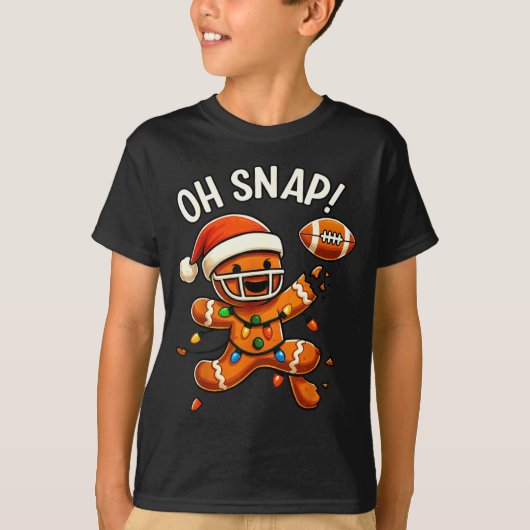 Gingerbread Football Oh Snap Christmas Lights Desi Tシャツ (正面)