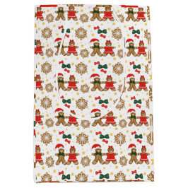 Gingerbread Friends Christmas Wrapping Paper ミディアムペーパーバッグ