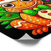 Gingerbread Frog Wearing Santa Hat Christmas Tree  ポスター (角)