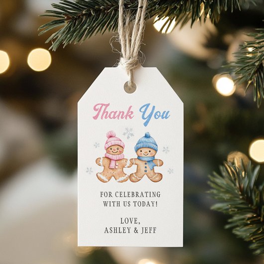 Gingerbread Gender Revealパーティーありがとう ギフトタグ