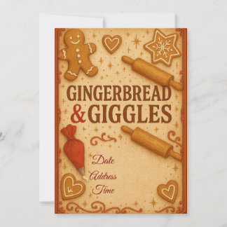 Gingerbread & Giggles Christmas Invitation  招待状