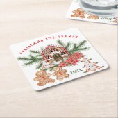 Gingerbread Girl Boy Candy Cane Christmas  スクエアペーパーコースター (アングル)