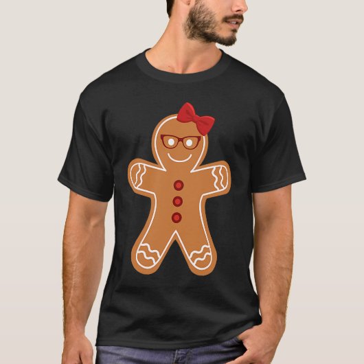 Gingerbread Girl Christmas Cookie Cute Teacher Ner Tシャツ (正面)