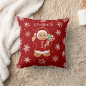 Gingerbread Girl with Peppermint Lollipops クッション (ブランケット)