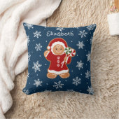 Gingerbread Girl with Peppermint Lollipops クッション (ブランケット)