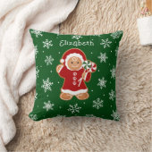 Gingerbread Girl with Peppermint Lollipops Throw P クッション (ブランケット)