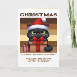 Gingerbread Glow Funny Cat Retro Christmas Photo シーズンカード