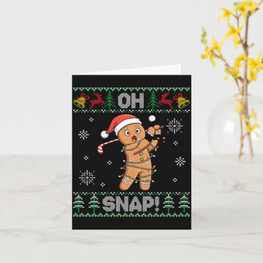 Gingerbread Golf Christmas Cookie Oh Snap Santa Ug カード (黄色い花)