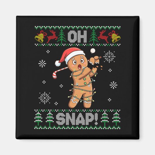 Gingerbread Golf Christmas Cookie Oh Snap Santa Ug マグネット (正面)