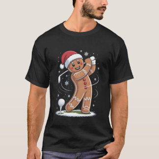 Gingerbread Golf Player Christmas Golfer Xmas Golf Tシャツ