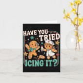 Gingerbread Have You Tried Icing It Christmas Nurs カード (黄色い花)