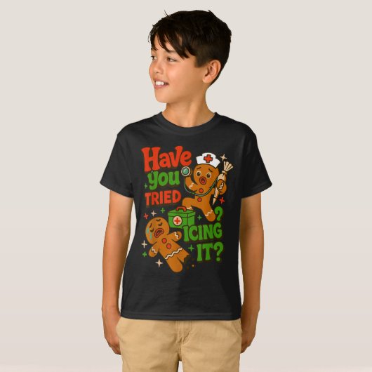 Gingerbread Have You Tried Icing It Funny Christma Tシャツ (正面フル)