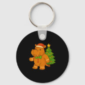 Gingerbread Hip Santa Hat Christmas Tree Hiptamus  キーホルダー (正面)