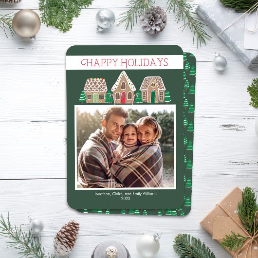 Gingerbread Holiday Photo Card for Family シーズンカード