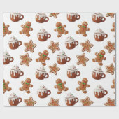 Gingerbread Hot Cocoa Christmas Pattern ラッピングペーパー (フラット)