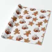 Gingerbread Hot Cocoa Christmas Pattern ラッピングペーパー (アンロールド)