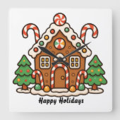 Gingerbread House  スクエア壁時計 (正面)
