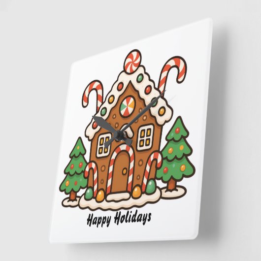 Gingerbread House  スクエア壁時計 (傾斜)