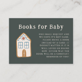 Gingerbread House Blue Baby Shower Book Request エンクロージャーカード