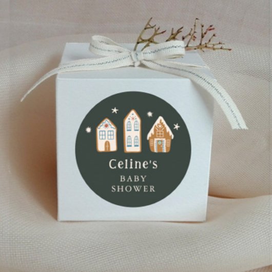 Gingerbread House Boy Baby Shower Favor ラウンドシール