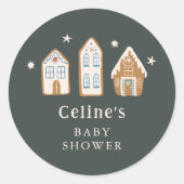Gingerbread House Boy Baby Shower Favor ラウンドシール (正面)