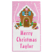 Gingerbread House Bright Pink Merry Christmas スモールペーパーバッグ (裏面)
