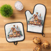 Gingerbread House Christmas 鍋つかみ&鍋敷きセット (トップダウン)