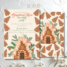Gingerbread House Christmas Bake Decorating Party 招待状